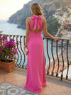 Jersey Mermaid Halter Formal Dresses with 3D Flowers