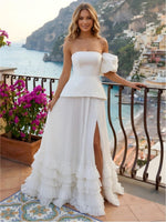 Chiffon A-Line Strapless Delicate Pleated Formal Dresses