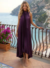 Chiffon A-Line High Neck Delicate Pleated Formal Dresses