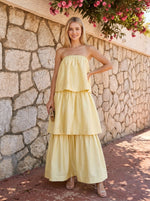 Satin A-Line Strapless Tiered Formal Dresses