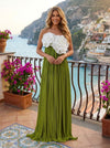 Chiffon A-Line Strapless Delicate Pleated Formal Dresses