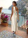 Satin Sheath One Shoulder Pleated Formal Dresses