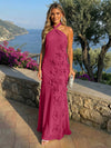 Chiffon A-Line Halter Formal Dresses with 3D Flowers