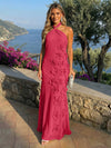 Chiffon A-Line Halter Formal Dresses with 3D Flowers