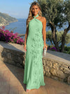Chiffon A-Line Halter Formal Dresses with 3D Flowers