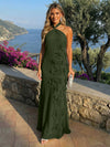 Chiffon A-Line Halter Formal Dresses with 3D Flowers