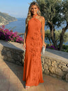Chiffon A-Line Halter Formal Dresses with 3D Flowers