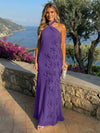 Chiffon A-Line Halter Formal Dresses with 3D Flowers