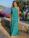 Chiffon A-Line Halter Formal Dresses with 3D Flowers