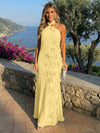 Chiffon A-Line Halter Formal Dresses with 3D Flowers