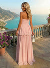 Chiffon A-Line Strapless Pleated Formal Dresses