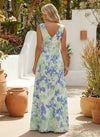 Jacquard A-Line V Neck Formal Dresses with Ruffles