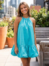Cotton A-Line Halter Formal Dresses with Bubble Hem