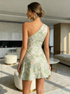 Jacquard Sheath One Shoulder Formal Dresses with Ruffles