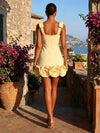 Jersey Sheath Square Neck Formal Dresses with Tiered Ruffle