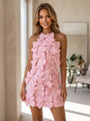 Jersey A-Line Halter Formal Dresses with 3D Bow Applique