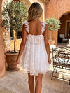 Tulle A-Line Spaghetti Straps Formal Dresses with 3D Butterfly Lace Embroidery