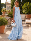 Chiffon A-Line Crew Neck Floral Print Formal Tent/ Trapeze Dresses