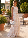 Chiffon A-Line Crew Neck Floral Print Formal Tent/ Trapeze Dresses