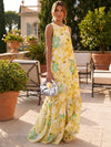 Chiffon A-Line Crew Neck Floral Print Formal Tent/ Trapeze Dresses