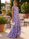 Chiffon A-Line Crew Neck Floral Print Formal Tent/ Trapeze Dresses