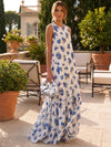 Chiffon A-Line Crew Neck Floral Print Formal Tent/ Trapeze Dresses