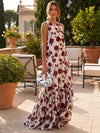 Chiffon A-Line Crew Neck Floral Print Formal Tent/ Trapeze Dresses