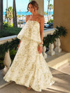 Chiffon A-Line Spaghetti Straps Floral Print Formal Dresses