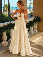 Chiffon A-Line Strapless Floral Print Formal Dresses