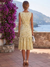 Chiffon A-Line Cowl Neck Floral Print Formal Dresses