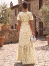 Chiffon A-Line V Neck Formal Dresses with Floral Print