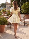 Chiffon A-Line Crew Neck Formal Dresses with Floral Print