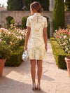Chiffon A-Line High Neck Formal Dresses with Floral Print