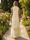 Chiffon A-Line High Neck Formal Dresses with Floral Print