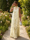 Chiffon A-Line High Neck Formal Dresses with Floral Print