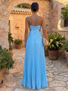 Chiffon A-Line Halter Formal Dresses with Delicate Pleated