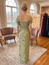 Satin Mermaid Off Shoulder Formal Dresses with 3D Flowers