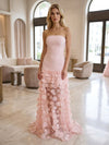 Jersey A-Line Strapless Formal Dresses with Multi-Size Chiffon Circular