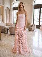 Jersey A-Line Strapless Formal Dresses with Multi-Size Chiffon Circular