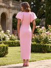 Jersey Sheath Crew Neck Formal Dresses with 3D Flowers