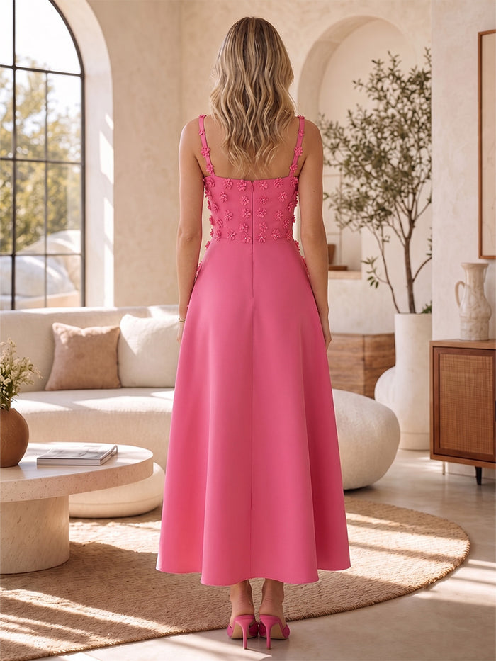 Jersey A-Line U-Neck Formal Dresses with 3D Flowers