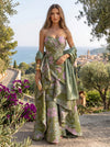 Jacquard A-Line Strapless Formal Dresses with Shawl