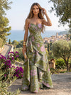 Jacquard A-Line Strapless Formal Dresses with Shawl