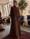 Jersey A-Line High Neck Formal Dresses with 3D Flowers