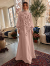 Jersey A-Line High Neck Formal Dresses with 3D Flowers