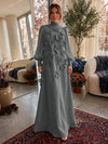 Jersey A-Line High Neck Formal Dresses with 3D Flowers