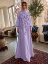 Jersey A-Line High Neck Formal Dresses with 3D Flowers