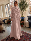 Jersey A-Line High Neck Formal Dresses with 3D Flowers