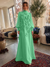 Jersey A-Line High Neck Formal Dresses with 3D Flowers