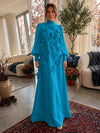 Jersey A-Line High Neck Formal Dresses with 3D Flowers